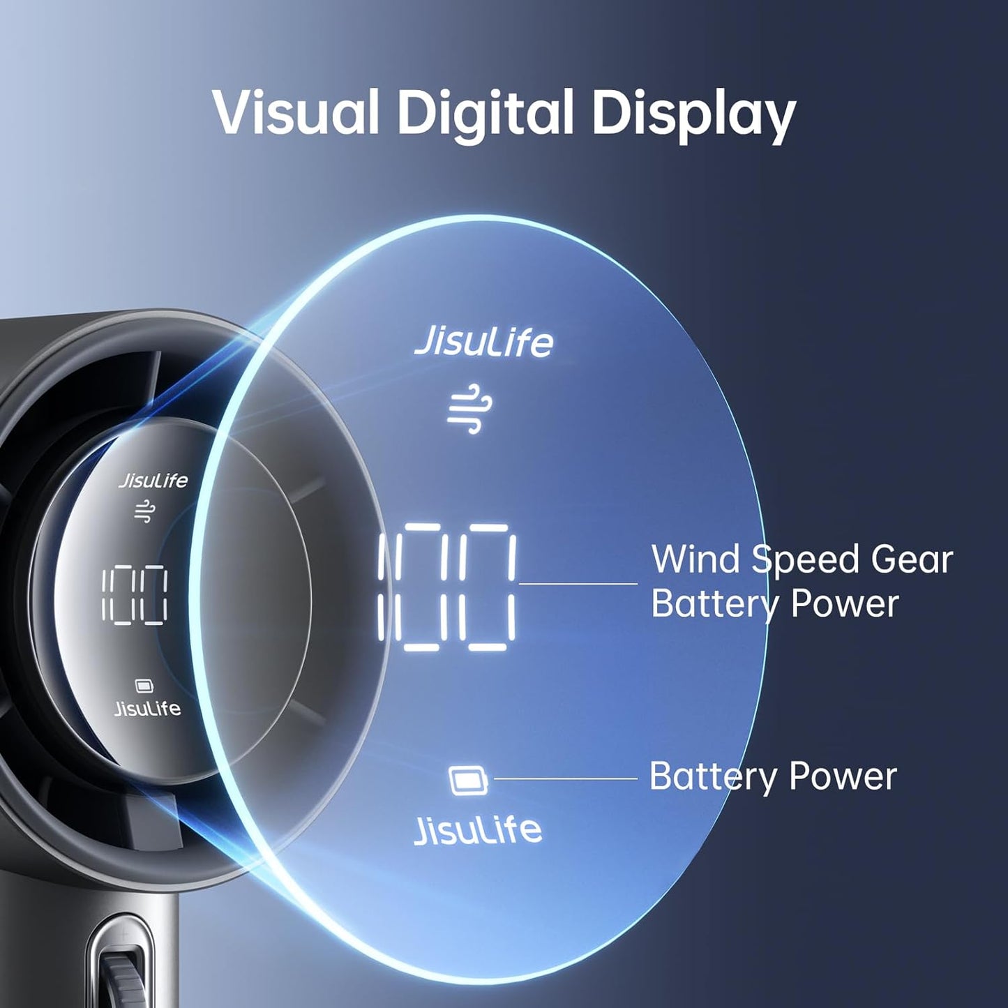 Turbo Handheld Fan - Rechargeable, Digital Display