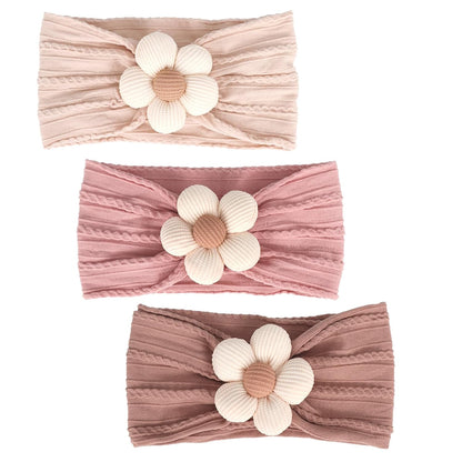 Baby Flower Headbands Set (3 Pcs, Beige Pink Khaki