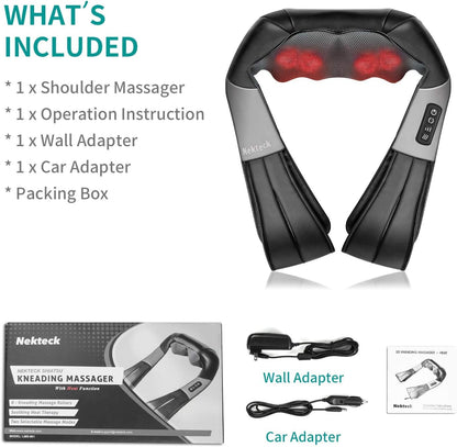 Nekteck Shiatsu Neck &amp; Back Massager with Heat 🔥