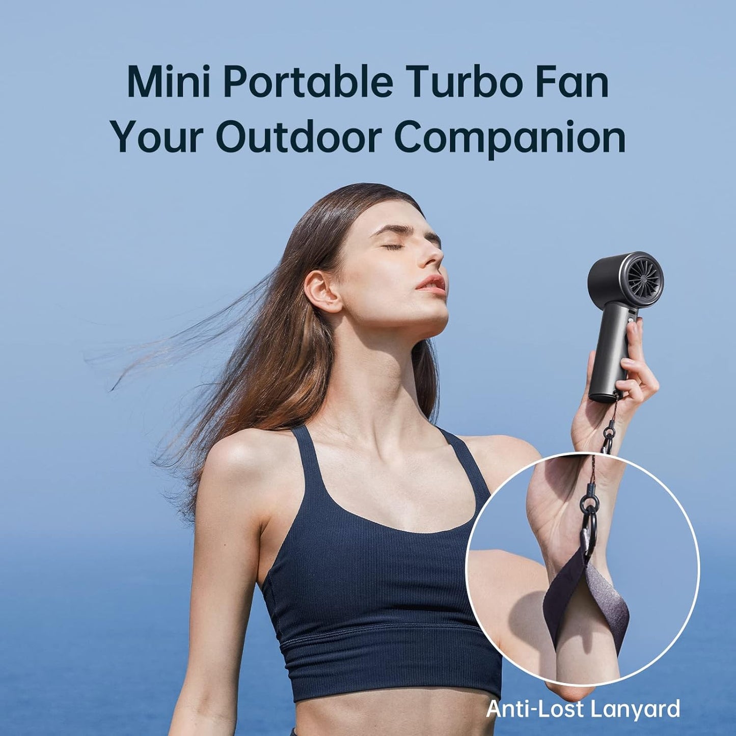 Turbo Handheld Fan - Rechargeable, Digital Display