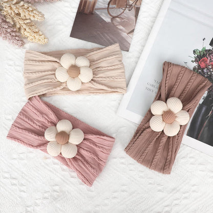 Baby Flower Headbands Set (3 Pcs, Beige Pink Khaki