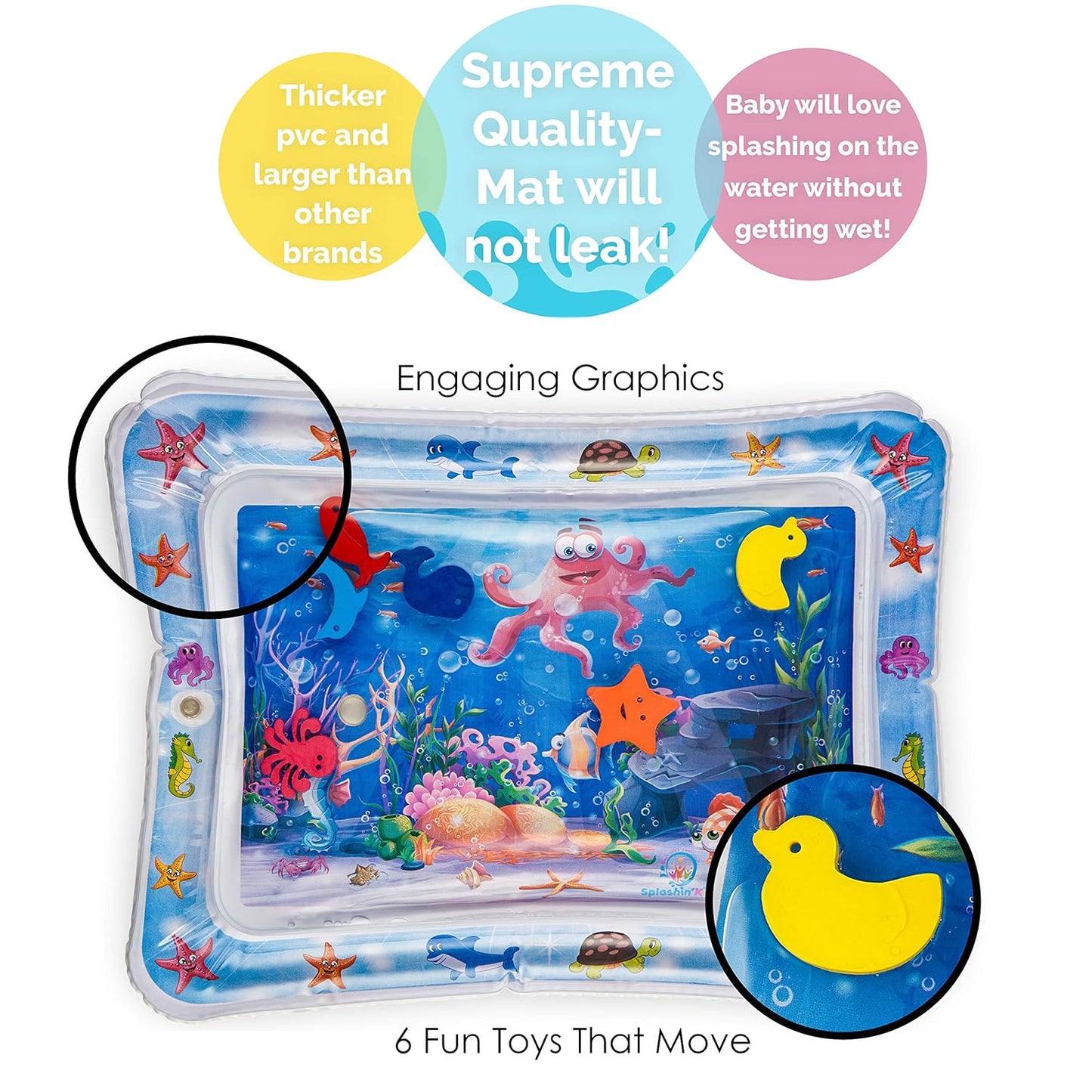 Splashin'Kids Premium Inflatable Tummy Time Water Mat